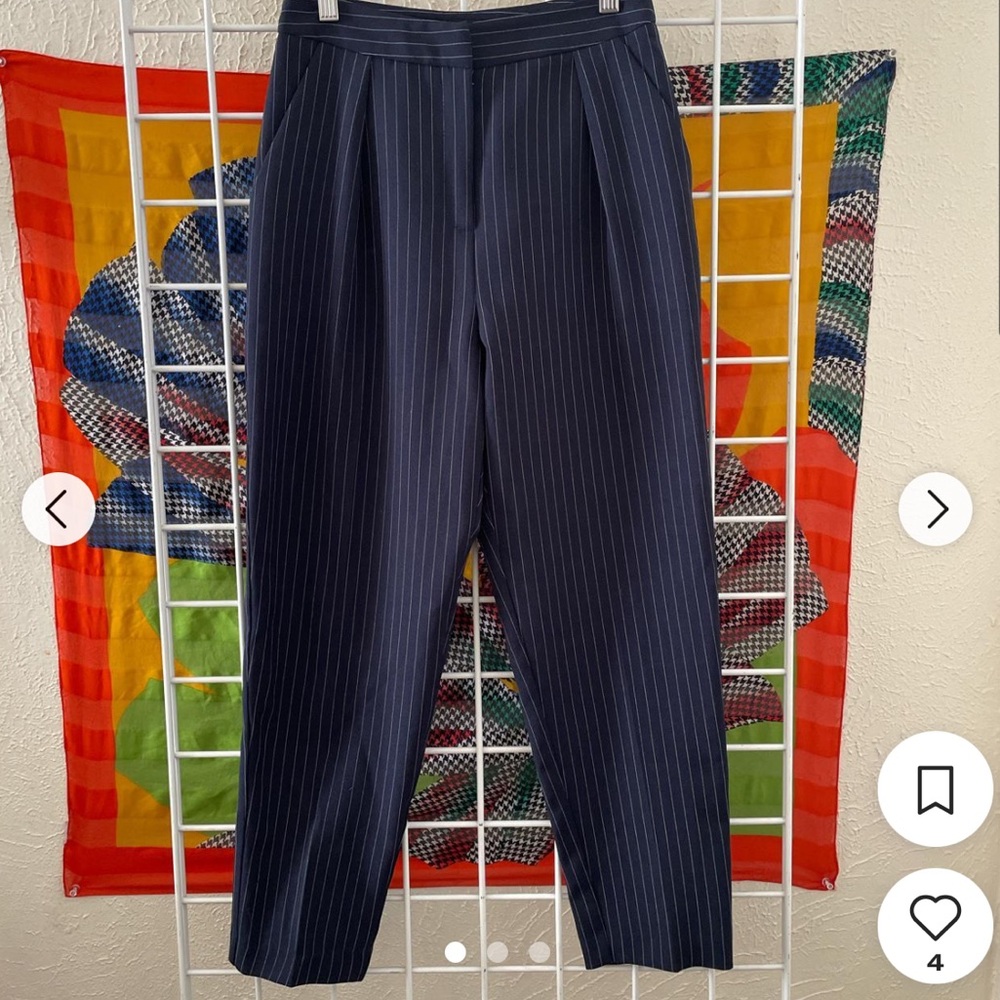 Topshop Navy Blue Pinstripe Trouser Pants